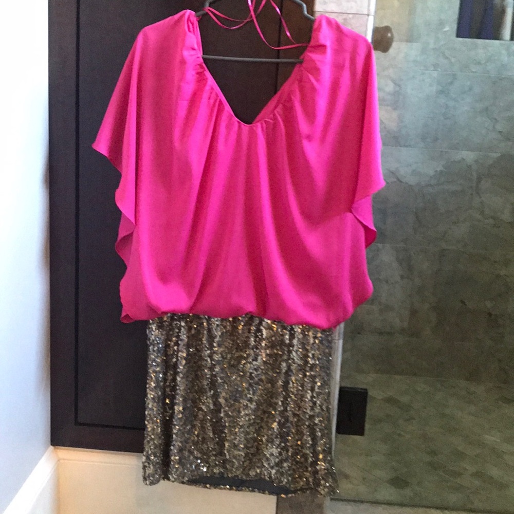 C Luce drop waist dress with sparkles